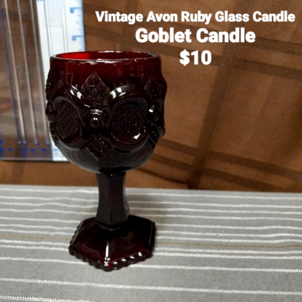 VINTAGE AVON RUBY GLASS GOBLET CANDLE